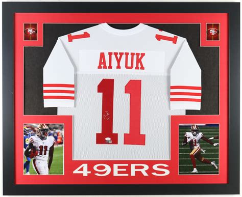 Brandon Aiyuk Signed Custom Framed Jersey Display Jsa Pristine Auction