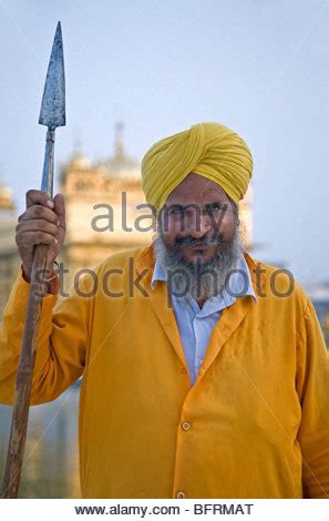 Sikh Pilgrim With Traditional Costumes The Golden Temple Amritsar