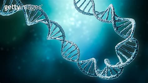 Double Helix DNA Strands On A Blue Background With Copy Space 3D