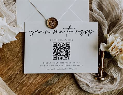 Wedding Rsvp Qr Code Card Online Reply Card Template Modern Etsy Uk