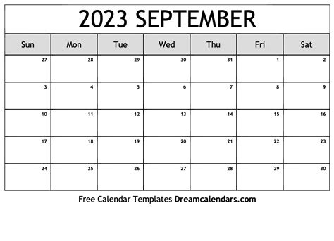 September 2023 Calendar - Free Printable with Holidays and Observances