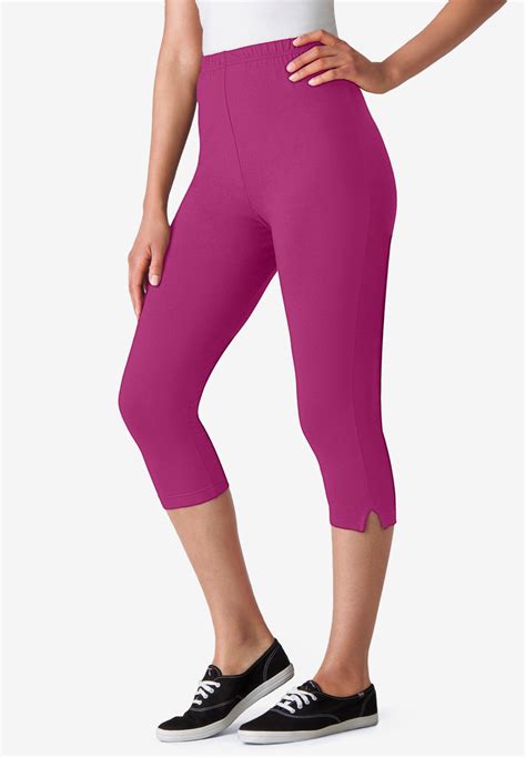 Stretch Cotton Capri Legging Woman Within