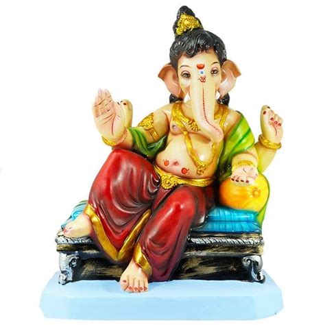 Gajavakra Ganapati Inch Shadu Murti Free Pooja Box Deep Ganesh