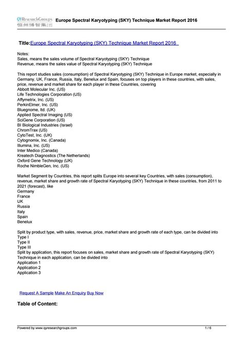 Learn Details Of Europe Spectral Karyotyping (SKY) Technique Market ...