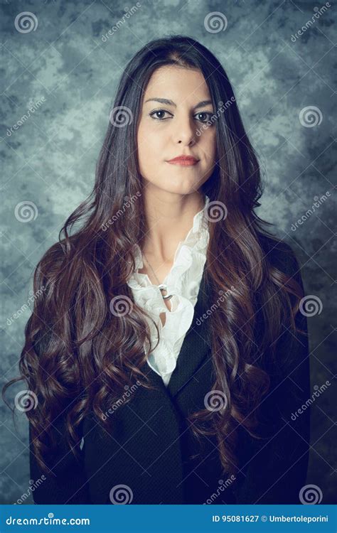 Mediterranean Young Woman With Long Brown Hai Stock Image Image Of