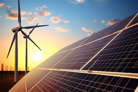 Premium Ai Image A Close Up Of A Wind Turbine And Solar Panels In A