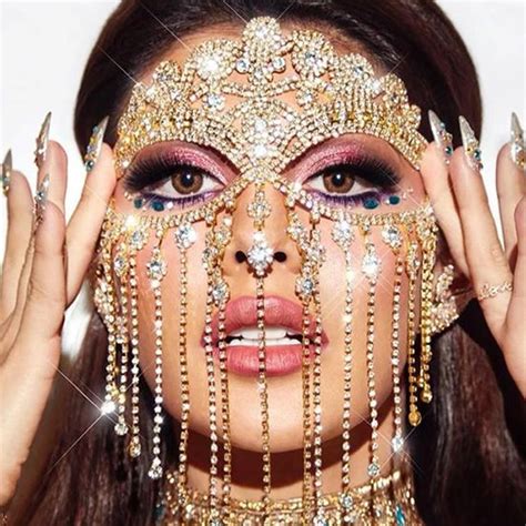 Rhinestone Tassel Veil Masks Full Face Women Chains Face Mask