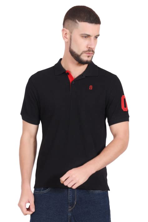 Plain Cotton Black Polo T shirt for Men – BlueAura Apparels