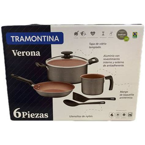 Bateria Tramontina 27899128 5pz Verona Gris Tramontina Bateria De Cocina Bodega Aurrera En Línea