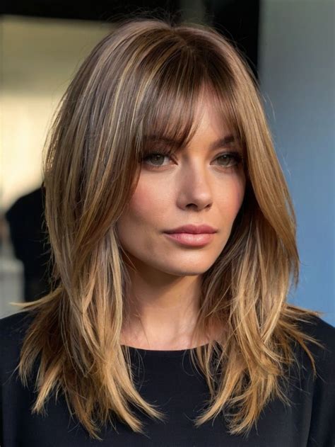 Brunette Hair Color Long Layered Hair Long Hair With Bangs