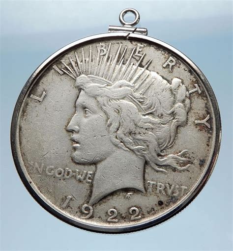 1923 Peace Silver Dollar United States Of America Coin W Eagle Pendant