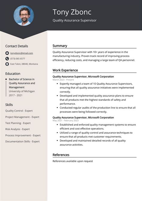 Quality Assurance Supervisor Cv Examples Template Tips