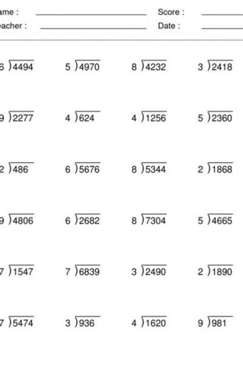 Common Core Long Division Worksheets 6th Grade