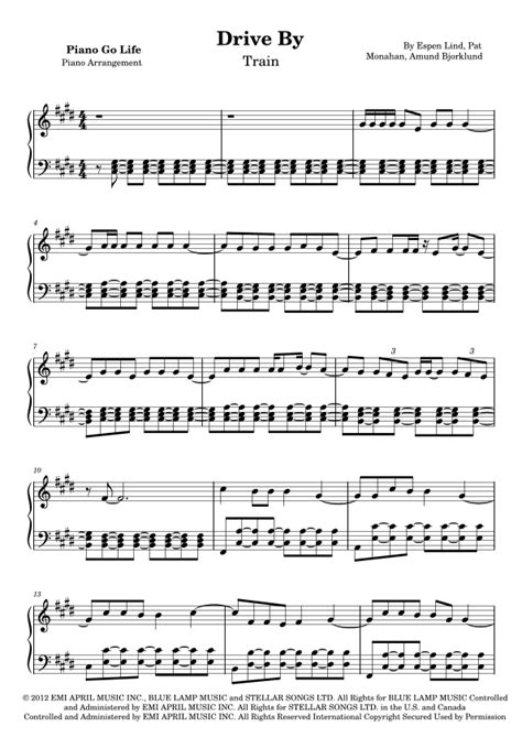 Drive By Arr Piano Go Life By Train Sheet Music For Piano Solo At