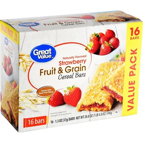 Great Value Cereal Bars Fruit And Grain Strawberry Value Pack 13 Oz