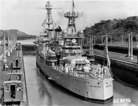 Usn Uss Houston A Northampton Class Heavy Cruiser In The Locks On The Panama Canal C W The