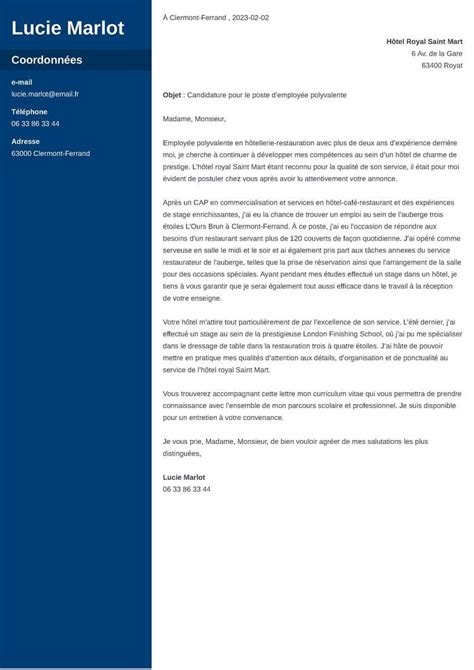 Trois Modèles de Lettre de Motivation pour Poste d Employé Polyvalent