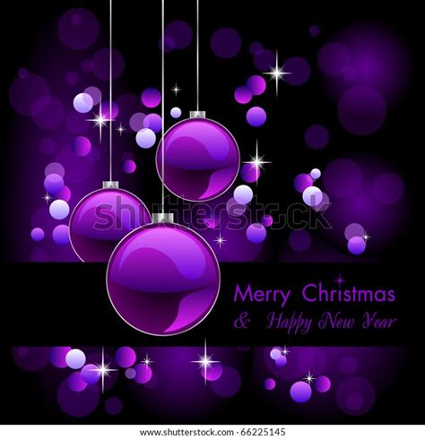 Merry Christmas Elegant Purple Background Baubles Stock Vector (Royalty Free) 66225145