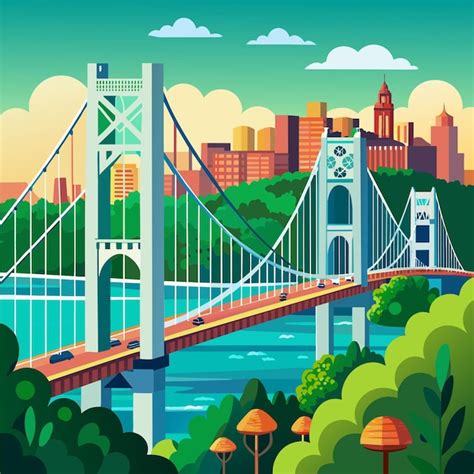 Premium Vector | George washington bridge panorama