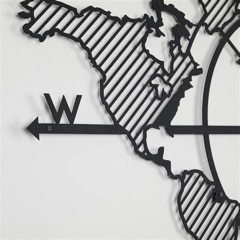 Metal World Map Compass Metal Wall Decor Art Work World Map Etsy