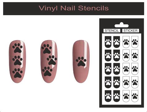 Dog Paw Self Adhesive Nail Art Stencil Sticker Vinyl Decals Etsy