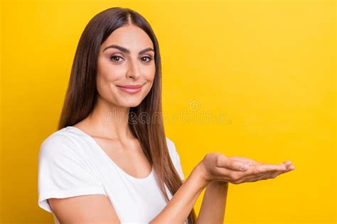 Profile Photo Of Sweet Millennial Brunette Lady Hold Hands Wear White T