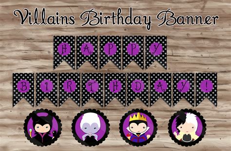 Disney Villains Birthday Banner Disney Villains Birthday