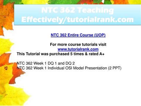 PPT NTC 362 Teaching Effectively Tutorialrank PowerPoint