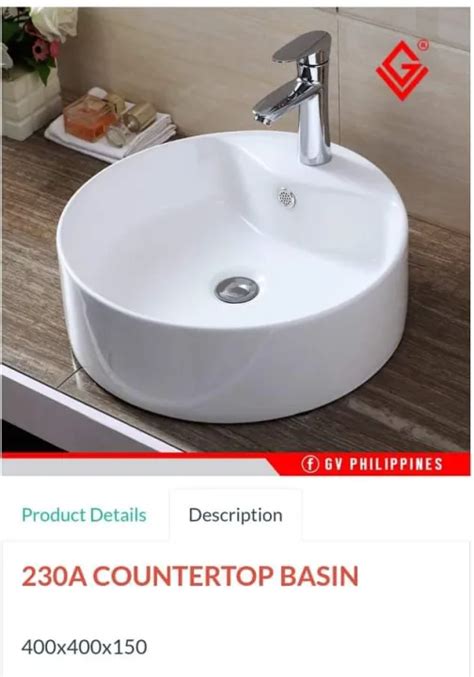 Gv A Countertop Lavatory Basin X X Cm Lazada Ph