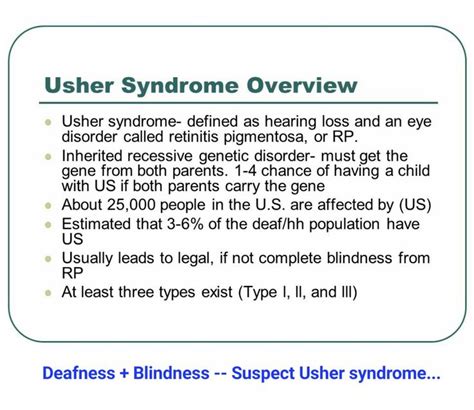 Usher Syndrome Genetic Disorders Syndrome Usher