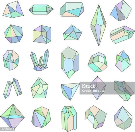 Set Of Crystals Geometric Shapes Stock Illustration - Download Image Now - 2015, Abstract, Art ...