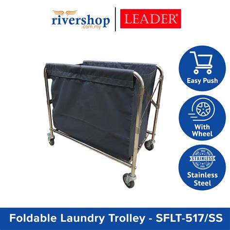 Leader Stainless Steel Foldable Laundry Trolley Linen Trolley Cart