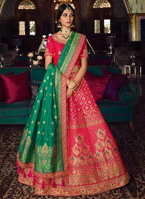 Pink Art Silk Bridal Lehenga Choli Lehengas Designer Collection