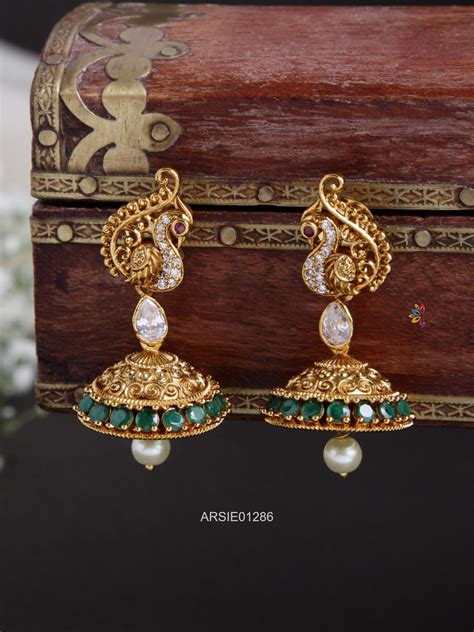 Peacock Design Pearl Drop Jhumka