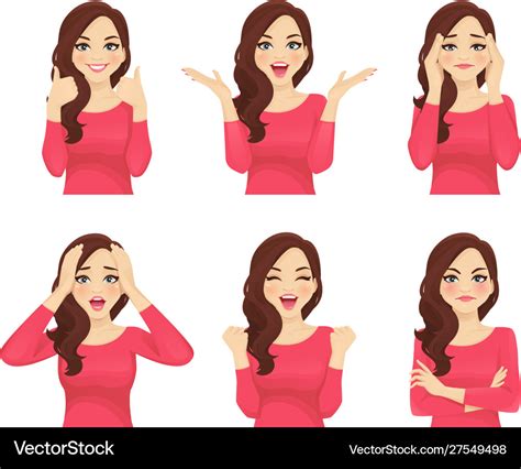 Woman Expressions Set Royalty Free Vector Image