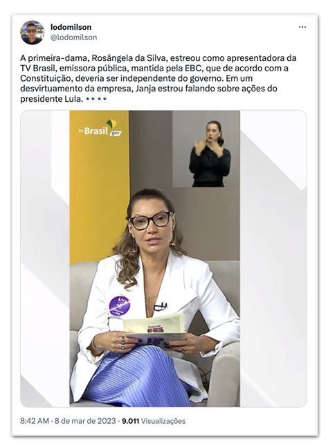 Janja Criticada Por Promover Governo Em Live On Line Na Tv Brasil