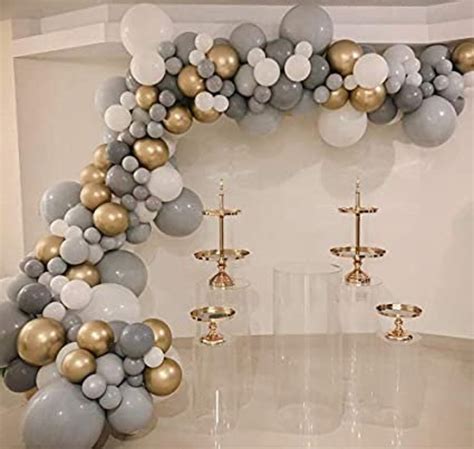 Pcs White And Grey Balloon Garland Arch Kit Party Etsy