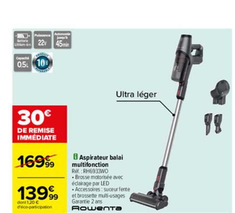 Promo Aspirateur Balai Multifonction Rowenta Chez Carrefour Icatalogue Fr