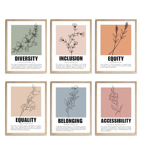 Diversity Definition Boho Wall Art Printable Poster Set Of 6 Equity Inclusion Posters