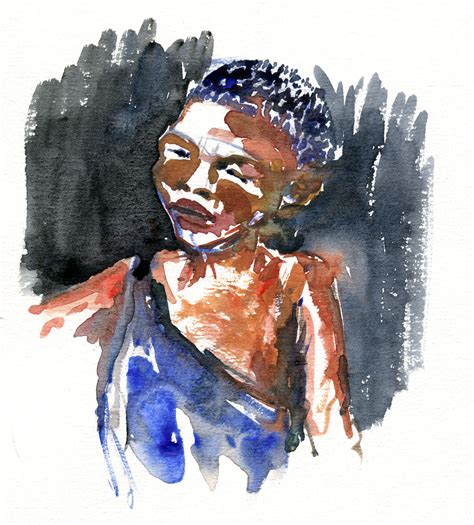 Watercolor Study Afro Woman Watercolor By Frits Ahlefeld Frits