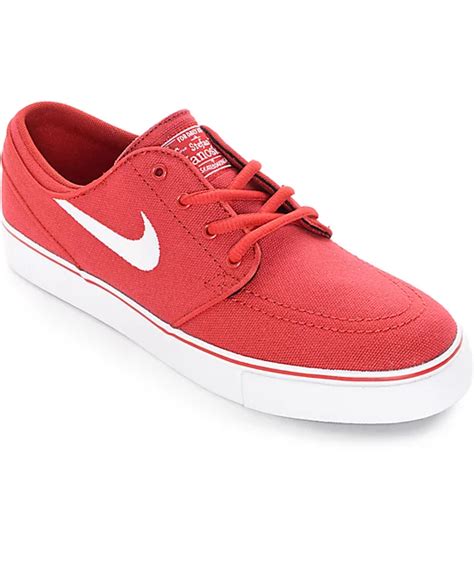 Nike Sb Stefan Janoski Red Canvas Boys Skate Shoes Zumiez