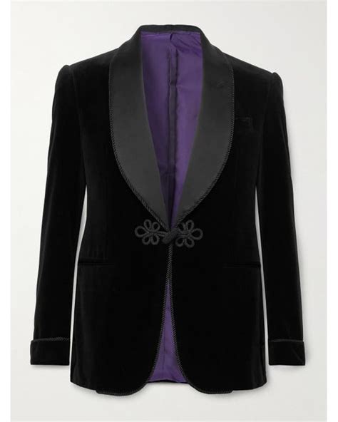 Ralph Lauren Purple Label Astaire Shawl Collar Satin Trimmed Cotton