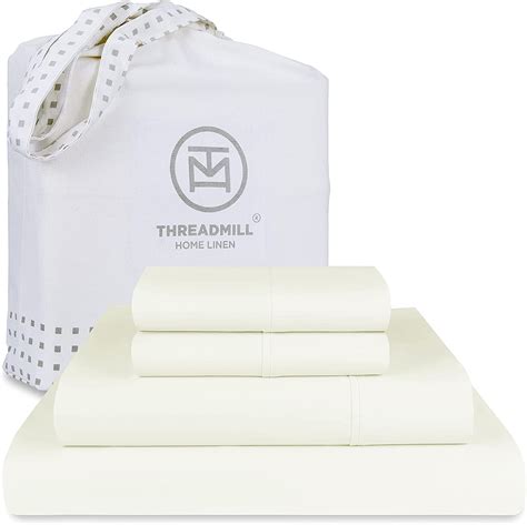 Threadmill 100 Organic Cotton Sheets Queen 4 Piece Ivory Certified By Gots Soft And