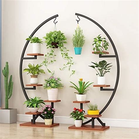 AISUNDY Plant Stand Indoor Half Moon Plant Shelf Stand Multiple Tiered