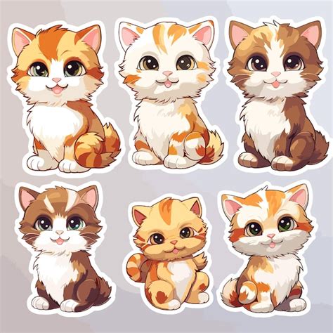 Premium Vector Cute Cat Stickers Set