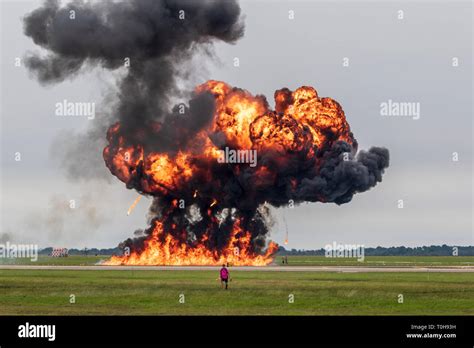 Pyrotechnics at 2018 Wings over Houston Air Show in Houston, Texas ...