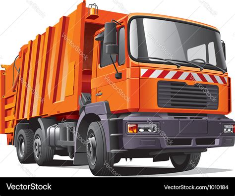 Orange garbage truck Royalty Free Vector Image