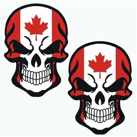 5 PCS Canada Skull Flag Sticker 4x5 In Funny Canadian Ensign Decal