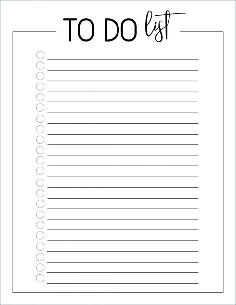 √ Free To Do List Printable Template