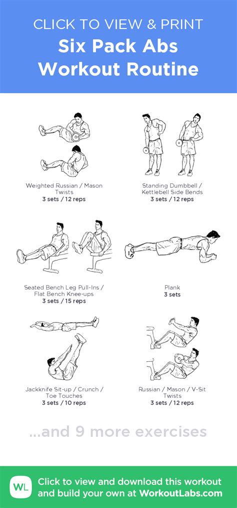 Six Pack Abs Workout Routine Click To View And Print This Illustrated